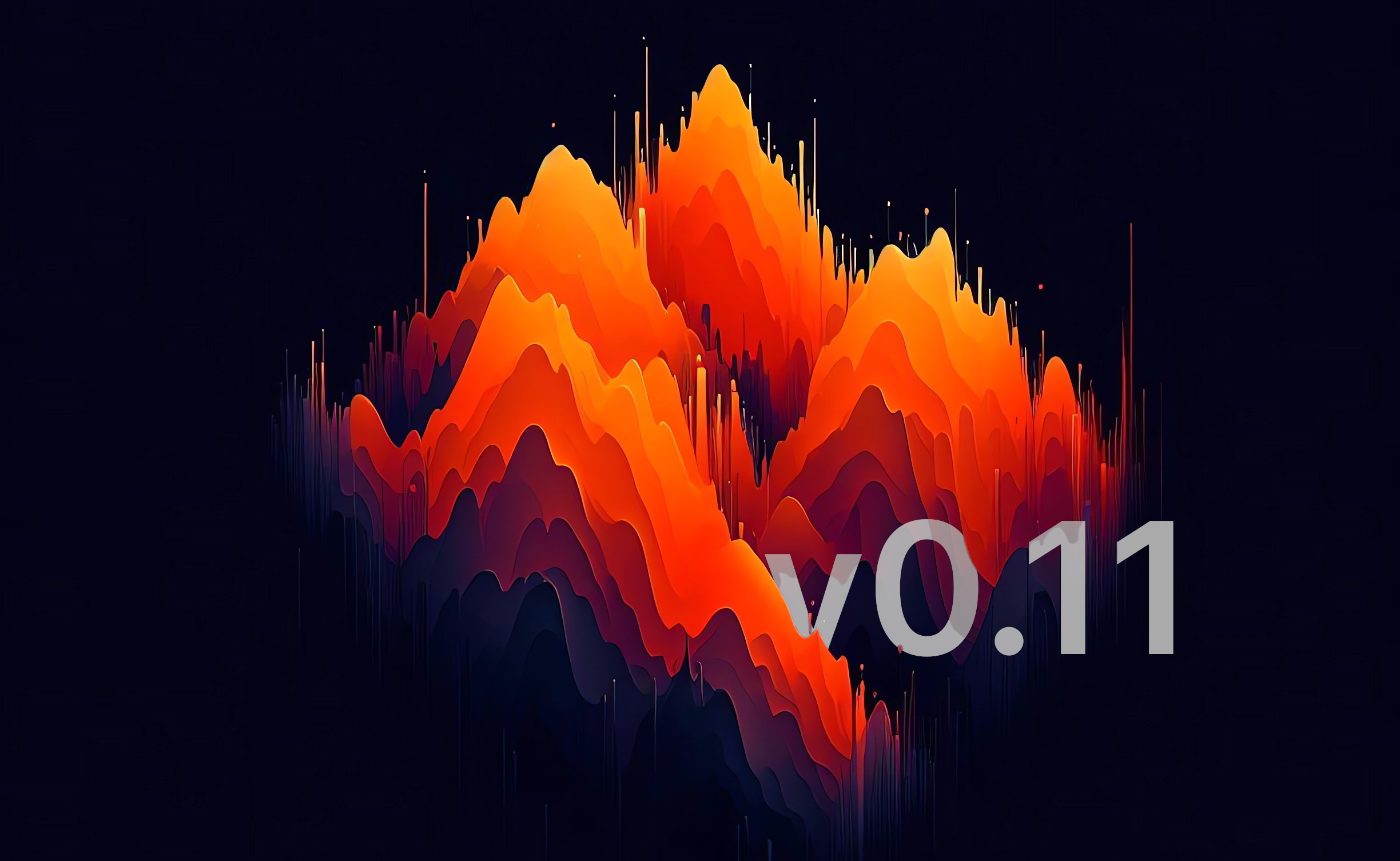 Cover art: A vibrant orange gradient moving up and down in waves on a deep blue background